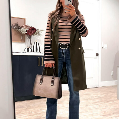 Olive Double-Breasted Vest Coat
