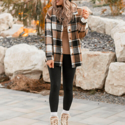 Brown Plaid Fall Shacket
