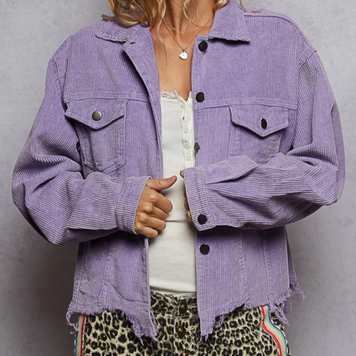 Lavender Corduroy Trucker Jacket