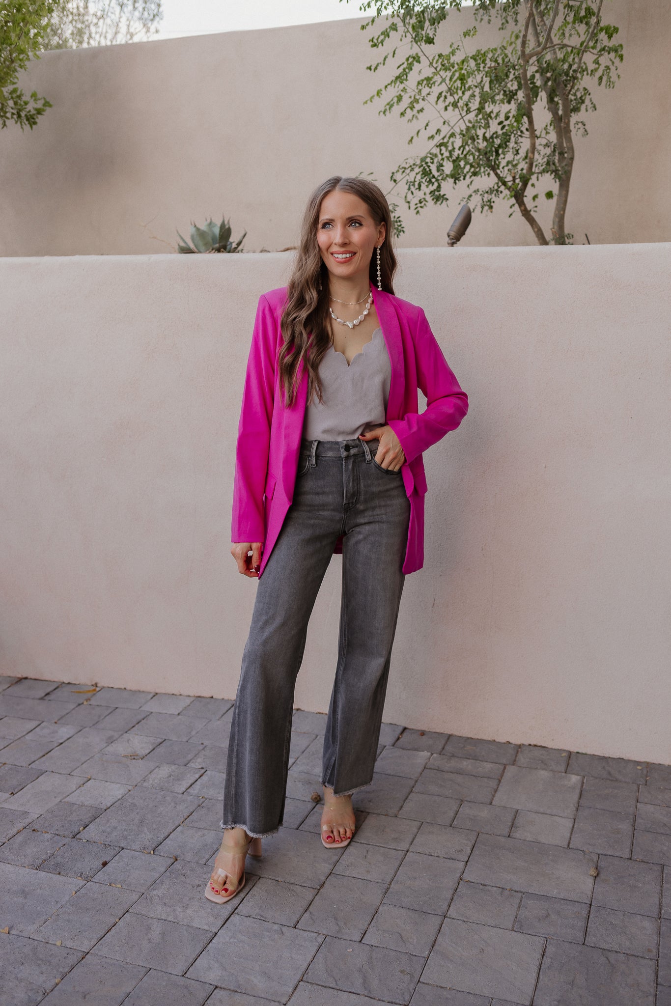 Hot Pink Long Sleeve Blazer - Image 4